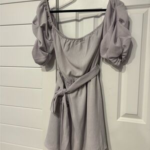 Nordstrom Puff Sleeve Mini Dress in Soft Gray